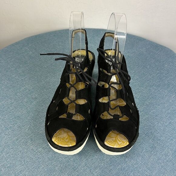 Fly London Black Yexa Lace-up Gladiator Platform Wedge Sandals Size 6-6.5 - Picture 2 of 9